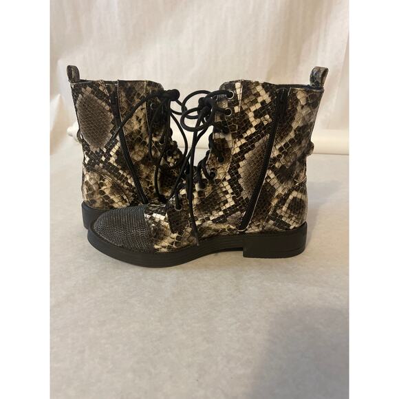 Report Zander Snake Print  Lace Up Zip Side Solid Mesh Toe Combat Boot Size 7 - Picture 5 of 9